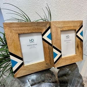 💥UNIQUE💥 Picture Frames - Set of 2 - Wood w Epoxy Inlays